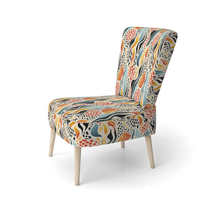 Red Barrel Studio Abstract Coral Reef Multicolor Azure Upholstered Modern Contemporary Accent Side Chair Wayfair
